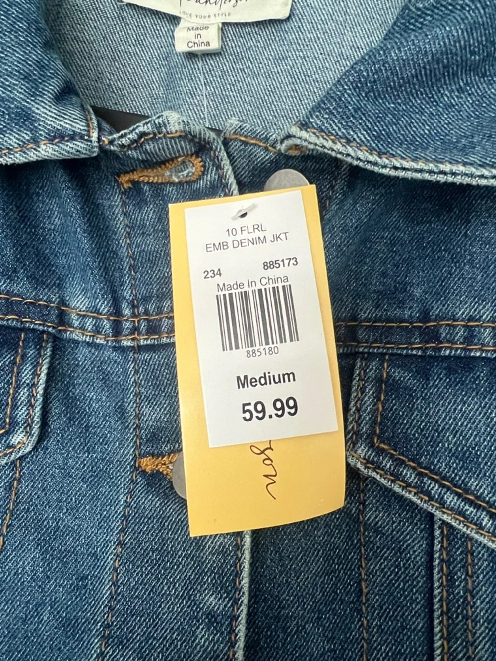 Embroidered Blue Denim Jacket with Floral Accents - Women NWT - Picture 2 of 8